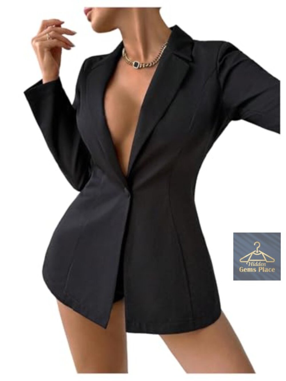 Women's Lightweight Slim Fit Single Button Blazer Long Sleeve